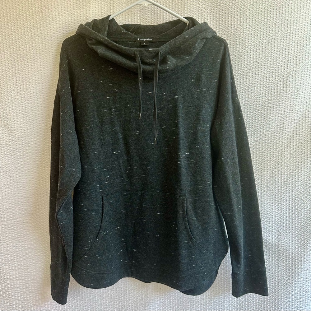 CHAMPION Gray Pullover Hoodie Sweatshirt Cowl Neck Athletic Women’s Large Casual